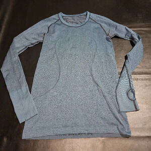 Lululemon Womens Jet Stream‎ Blue Black Swiftly Tech Long Sleeve Tshirt 8